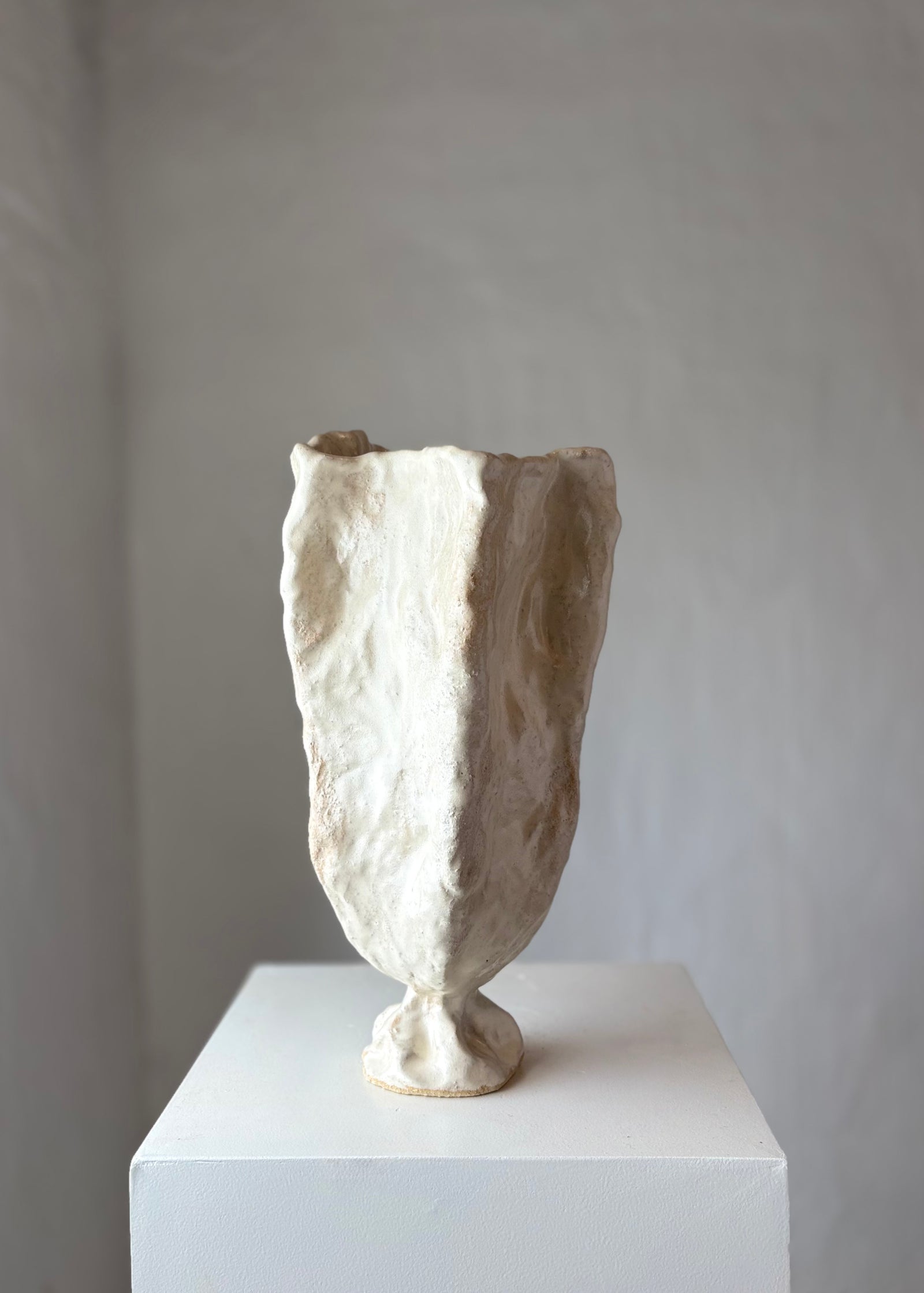 BLOMST VASE BEIGE GROV - STOR